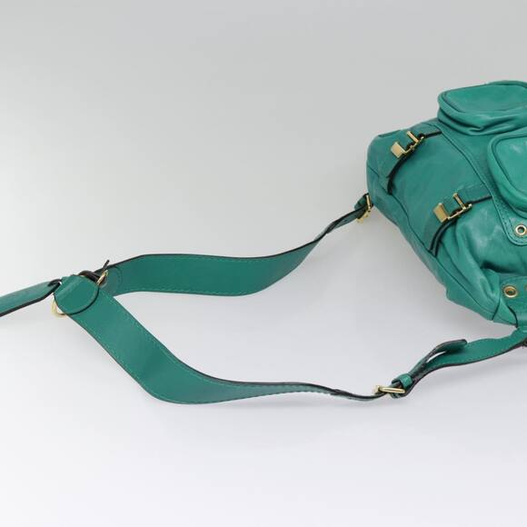 GUCCI Backpack Leather Green Gold - Picture 9 of 16